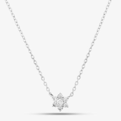 18ct White Gold 0.16ct Brilliant Cut Flower Necklet FXTU 18KW