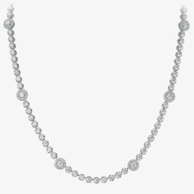 18ct White Gold 4.30ct Diamond Halo Cluster Necklace HSN1015(4.30CT)S