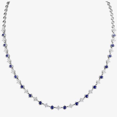 18ct White Gold Sapphire & Diamond Fancy Necklace HSN1056(BS)