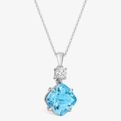 Tivon 18ct White Gold Santa Maria Aquamarine and Diamond Necklace PW-0944-SAQ