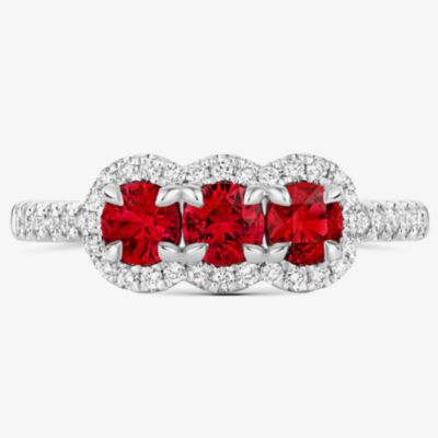 Tivon Platinum Ruby and Diamond Triple Halo Cluster Ring RWP-1886-RB M1/2