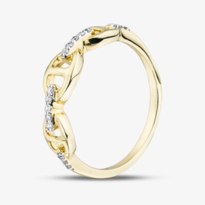 Pure Brilliance 9ct Yellow Gold 0.10ct Diamond Linked Dress Ring THR44526-10