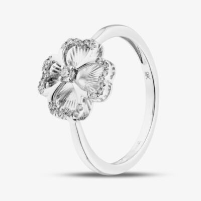 Pure Brilliance 9ct White Gold 0.08ct Diamond Clover Ring THR48854-08SF (WG)