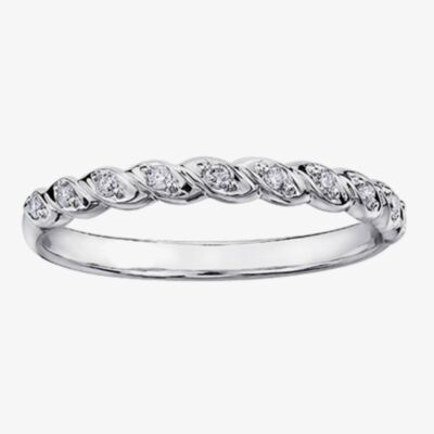 9ct White Gold 0.08ct Diamond Rope Half Eternity Ring CH565WG-10