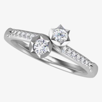 18ct White Gold 0.33ct Twin Diamond Twist Ring 9710/18W/DQ10