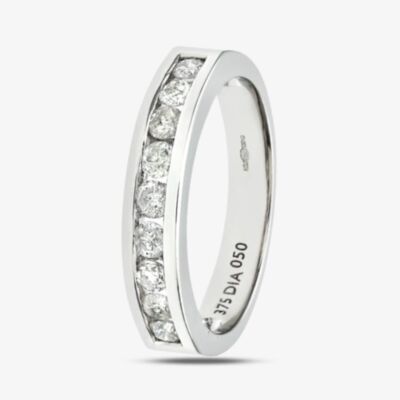 9ct White Gold 0.50ct Diamond Channel Set Half Eternity Ring PR03701W