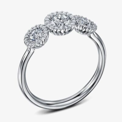 Geoghegan Cannele Trois Platinum & Diamond Three Halo Cluster Ring CAN104/P