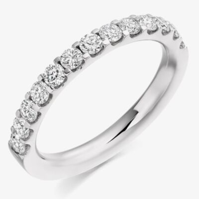 Platinum Excellence Platinum 0.75ct Round Brilliant Cut Diamond Half Eternity Ring PLATHET2005