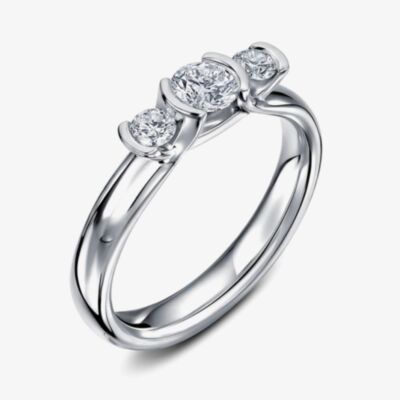 Geoghegan Triumph Platinum & Diamond 0.53ct Rubover Trilogy Ring TRI20/P