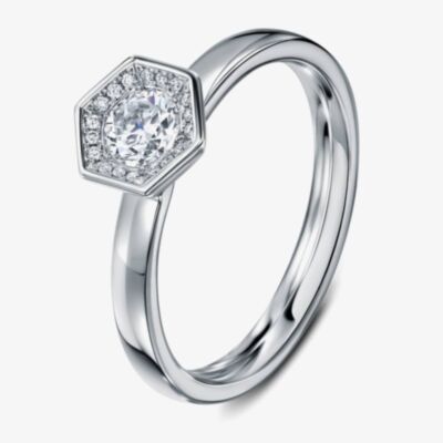 Geoghegan Chapiteau Platinum & Diamond 0.54ct Hexagonal Shape Cluster Ring CHA6/P