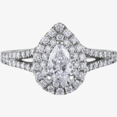 Platinum 1.10ct Pear Diamond Cluster Ring 31068WG/105-18
