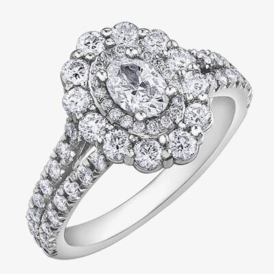Platinum 1.50ct Multi-Cut Diamond Cluster Split Shoulders Ring 30696WG/150-18