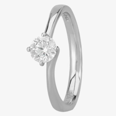 Signature Collection Platinum GIA Certificated Four Claw Diamond Twist Solitaire Ring RI-137(.50CT PLUS)