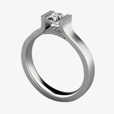 Geoghegan Chosen Platinum & Square Cut Diamond Tension Set Solitaire Ring FAC2/P