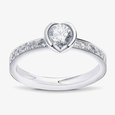 Geoghegan Fission Platinum & Diamond Rubover Solitaire with Diamond Shoulders Ring  FIH1/P