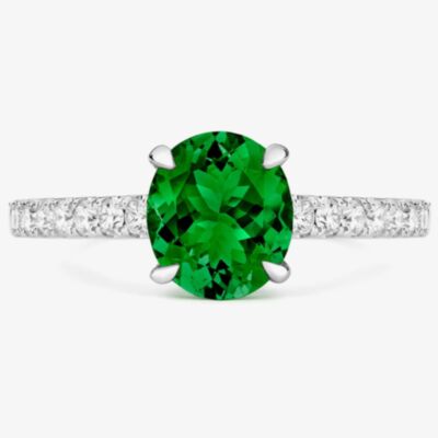 Tivon Platinum Oval Cut Green Tourmaline and Diamond Shoulders Ring RWP-1620-GT N