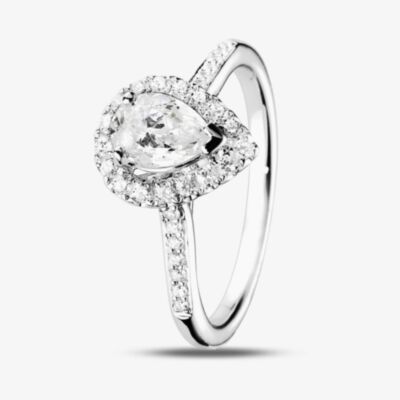 Signature Collection Platinum GIA Certificated Pear Shaped 1.01ct Diamond Halo Ring DSC42