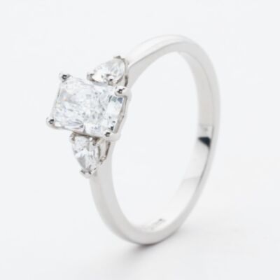 Platinum Certified 0.96ct Multi Cut Diamond Three Stone Ring RN11731