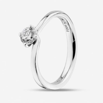 1888 Collection Platinum 0.50ct Certificated Round Cut Diamond Twist Solitaire Ring RI-137(.50CT PLUS)