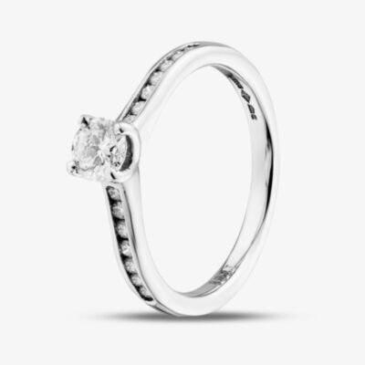 1888 Collection Platinum Certificated 0.40ct Round Cut Diamond Shoulder Set Solitaire Ring RI-138(.40CT PLUS)
