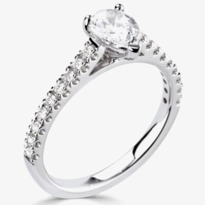 1888 Collection Platinum 0.50ct Certificated Pear Cut Diamond Shoulder Set Solitaire Ring RI-2252(6X4)(.30CT PLUS)