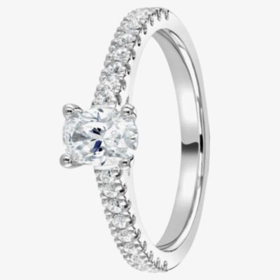 1888 Collection Platinum Oval Cut 0.70ct Diamond Solitaire Shoulder Set Ring RI-2250
