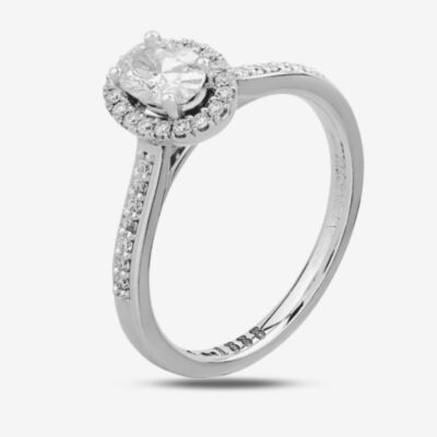 1888 Collection Platinum 0.60ct Certificated Oval Cut Diamond Cluster Ring DSC41(6X4) .40CT PLUS