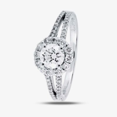 1888 Collection Platinum 1.20ct Certificated Brilliant Cut Diamond Split Shoulders Cluster Ring DSC64(5.5)0.70CT PLUS