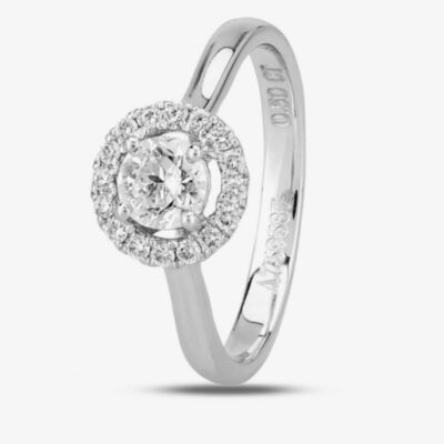 1888 Collection Platinum 0.50ct Certificated Brilliant Cut Diamond Halo Ring DSR21(.33CT PLUS)