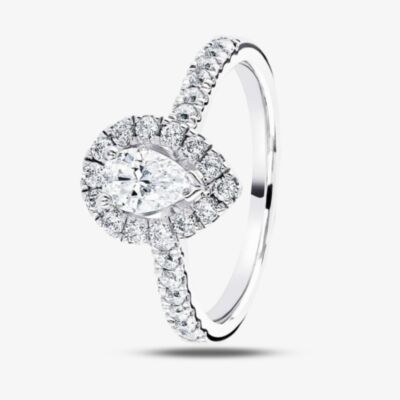 1888 Collection Platinum Pear Cut 0.50ct Diamond Halo Cluster Ring RC2031