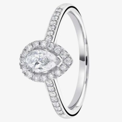 1888 Collection Platinum Pear Cut 0.38ct Diamond Halo Cluster Ring RC2020B