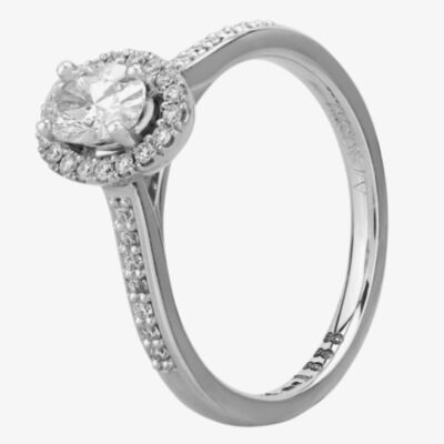 1888 Collection Platinum Oval Cut 0.60ct Diamond Cluster Ring DSC41