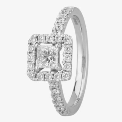 1888 Collection Platinum Princess Cut 0.89ct Diamond Halo Cluster Ring DSC53