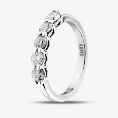 1888 Collection Platinum Certificated 0.72ct Round Cut Diamond Five Stone Ring HET1001(.75CT PLUS)