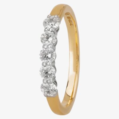 1888 Collection 18ct Yellow Gold Brilliant Cut 0.50ct Five Stone Diamond Ring HET1001