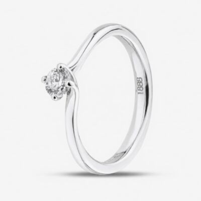 1888 Collection 18ct White Gold 0.25ct Certificated Round Cut Diamond Twist Solitaire Ring RI-137(.25CT PLUS)