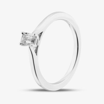 1888 Collection 9ct White Gold 0.33ct Emerald Cut Diamond Solitaire Ring EPP01-9W-0.33-H-SI2