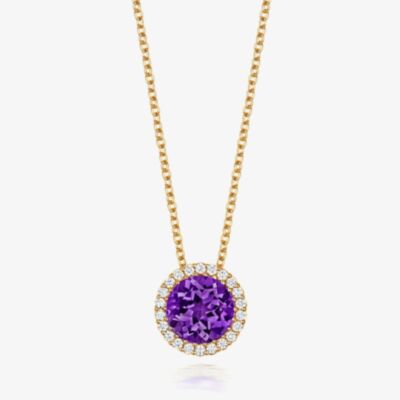 Tivon 18ct Yellow Gold Amethyst & Diamond Pendant PY-0849-AM