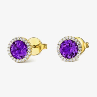 Tivon 18ct Yellow Gold & Brilliant Cut 1.60ct Amethyst Stud Earrings EY-0871-AM