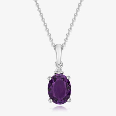 Tivon 18ct White Gold Oval Cut Amethyst Pendant Necklace PW-0997-AM