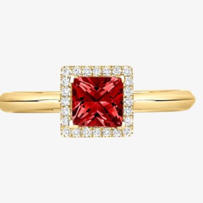 Tivon 18ct Yellow Gold Princess Cut 0.75ct Garnet Ring RY-1653-GR