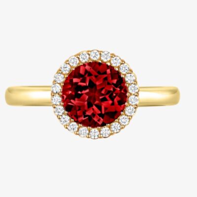 Tivon 18ct Yellow Gold & Brilliant Cut Garnet Diamond Set Ring RY-1656-GR
