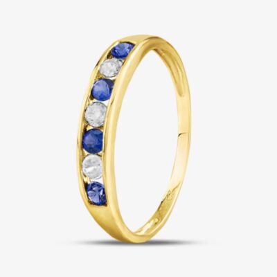 9ct Yellow Gold Blue & Clear Cubic Zirconia Half Eternity Ring PR02470SA