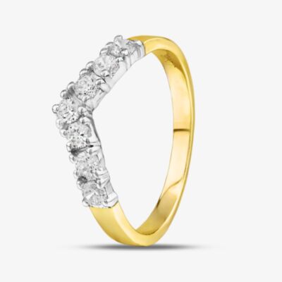 9ct Yellow Gold Clear Crystal Wishbone Ring DIV003C