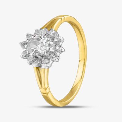 9ct Yellow Gold Clear Crystal Cluster Ring DIV006C