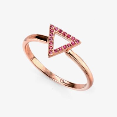 Rose Gold-Plated Pink Cubic Zirconia Triangle Ring R3421P