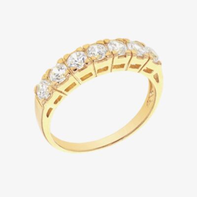 LUXE Silver Gold Plated Cubic Zirconia Half Eternity Ring 8.98.0240