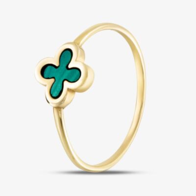 9ct Yellow Gold Malachite Clover Ring 1.84.9971