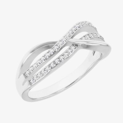 Silver Cubic Zirconia Double Crossover Ring 8.84.8809