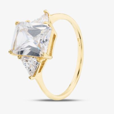 9ct Yellow Gold 3-Stone Crystal Ring 1.84.5109